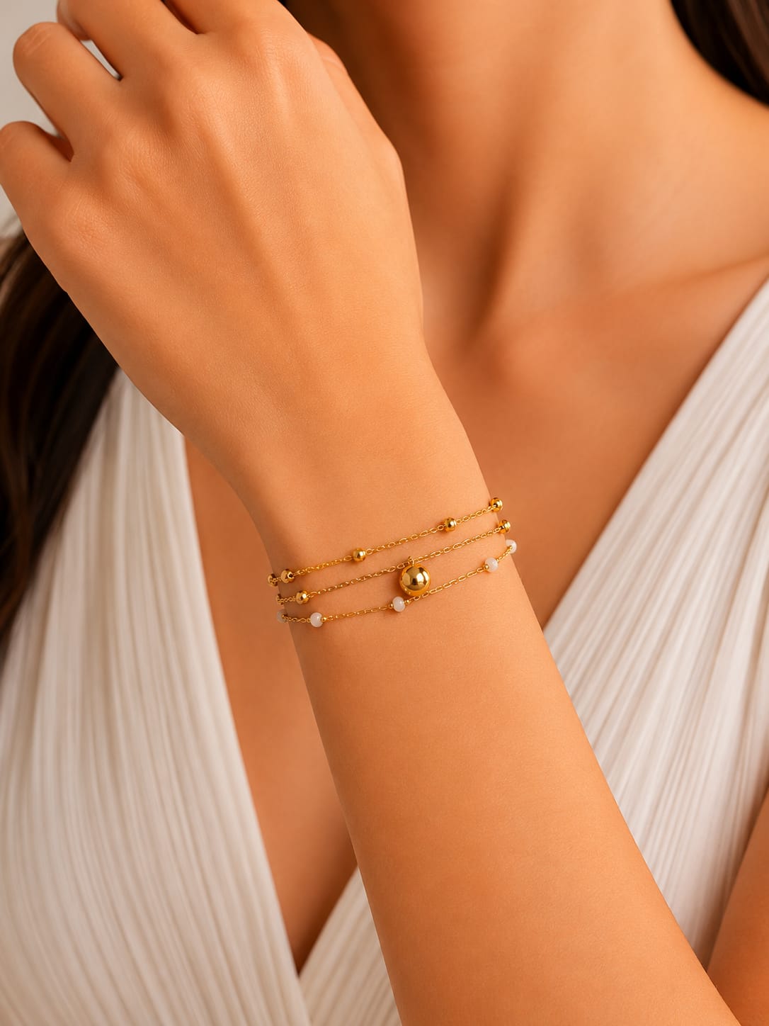 Women Layered Golden Bracelet (Anti Tarnish)