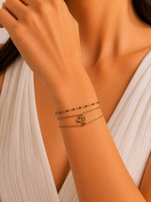 Women Cherry Layered Bracelet (Anti Tarnish)