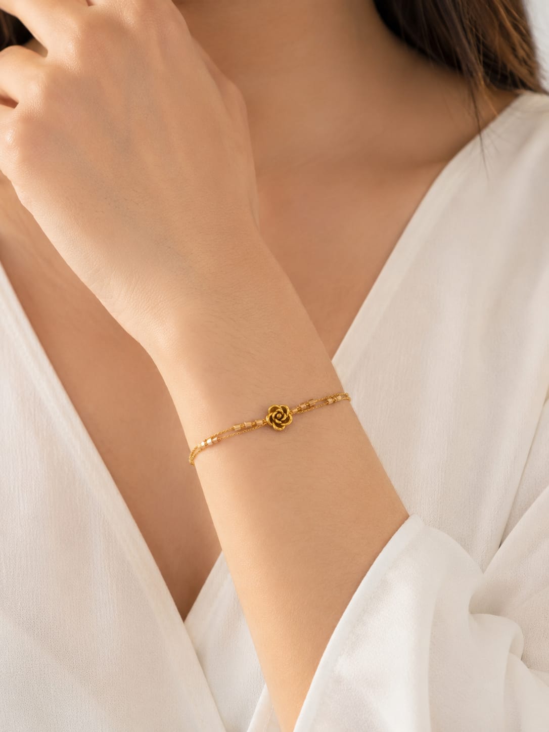 Women Rose Layered Bracelet (Anti Tarnish)