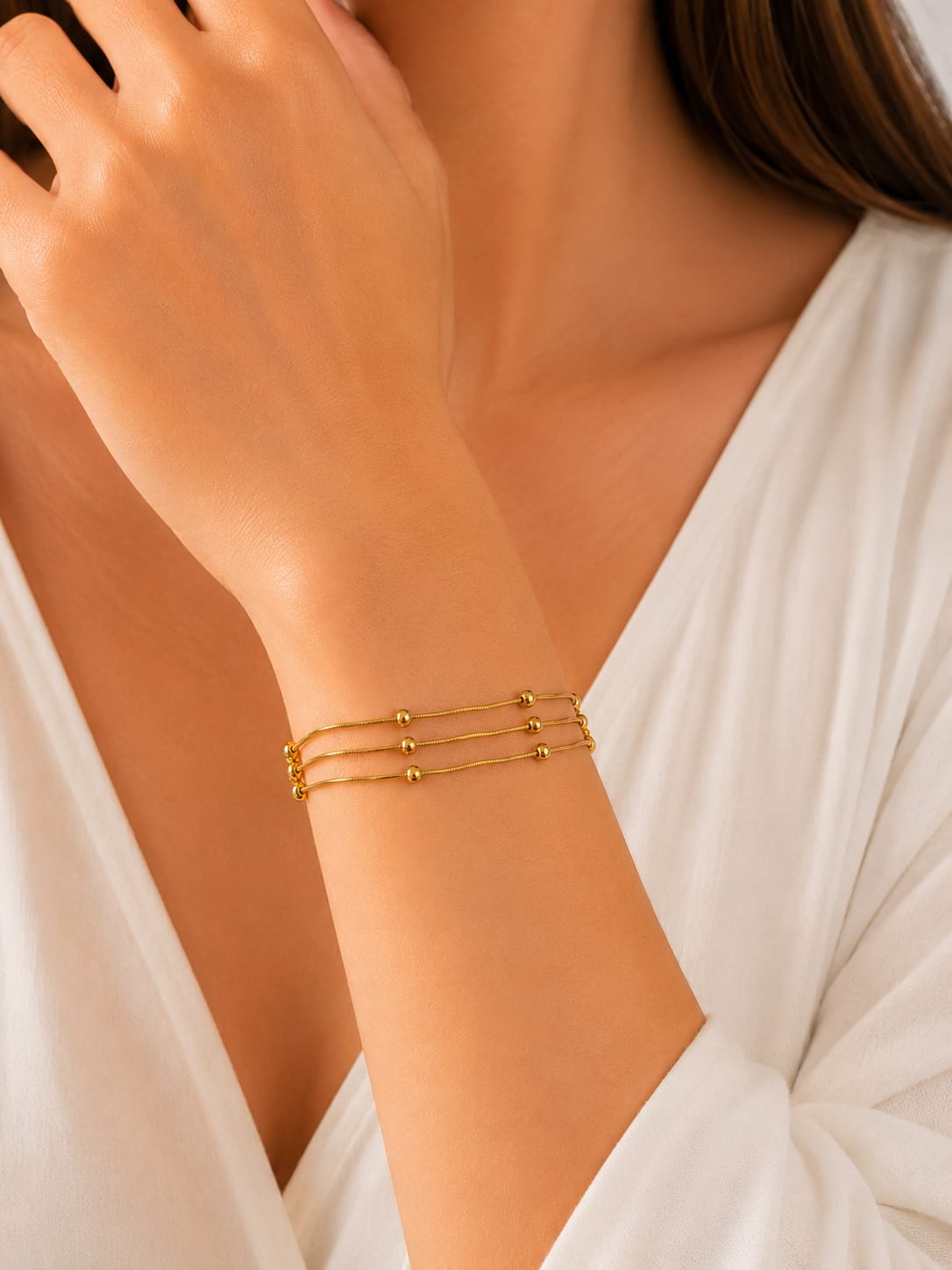 Women Ball Chain Layered Bracelet (Anti Tarnish)