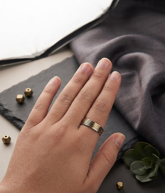 Men Gold Silver Band Ring