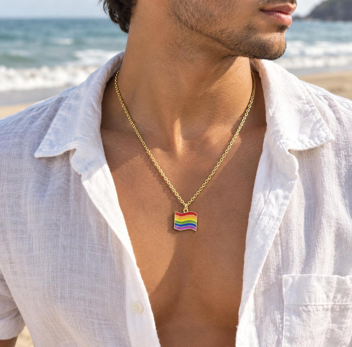 Men Pride Flag Chain Necklace - Nimé By Shop Trendys
