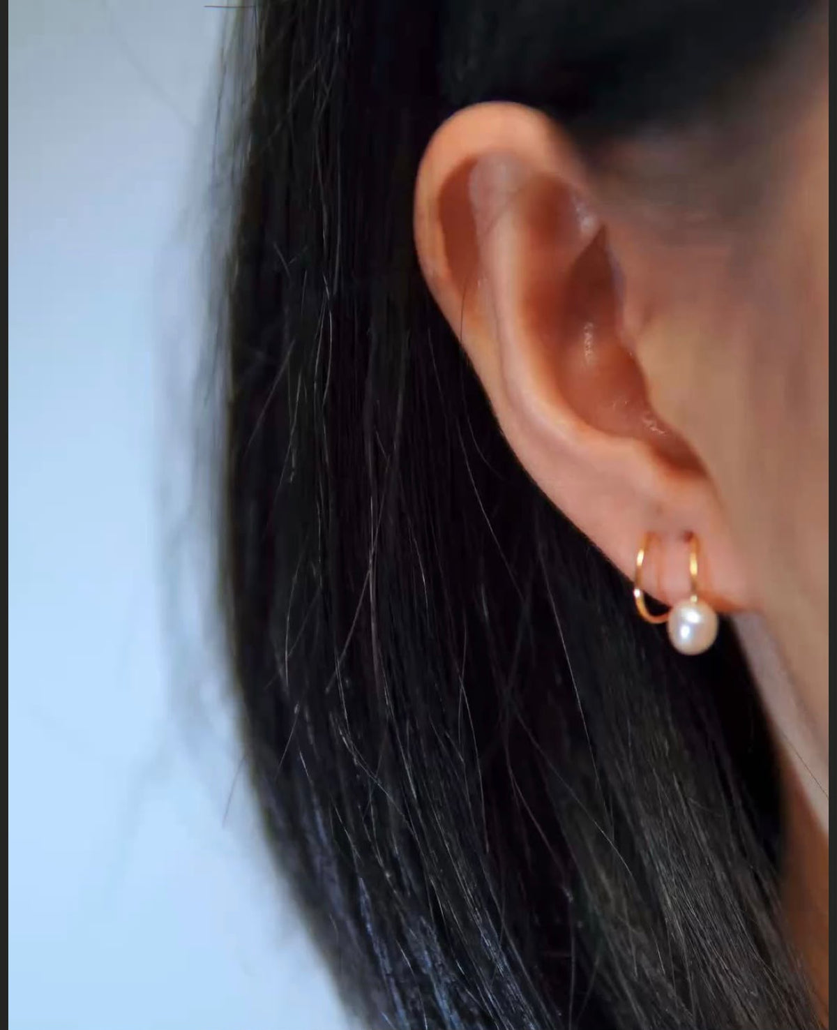 Golden White Pearl Spiral Earrings
