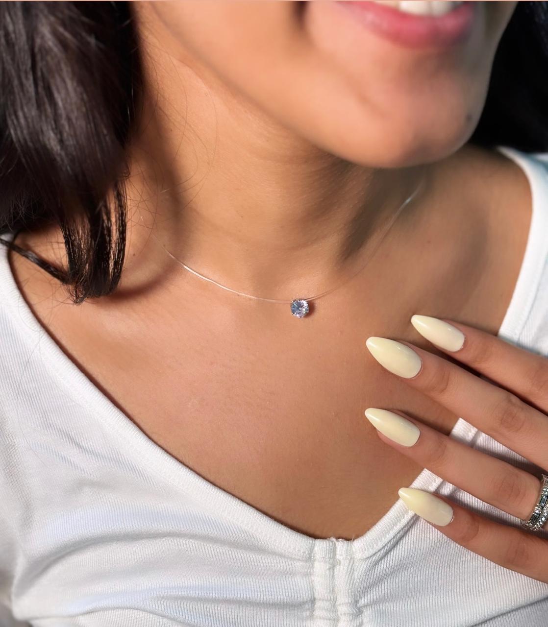 Transparent Solitaire Necklace (Silicon Thread) - Nimé By Shop Trendys