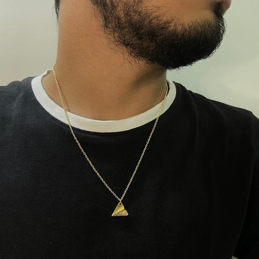 Men Origami Plane Chain Necklace