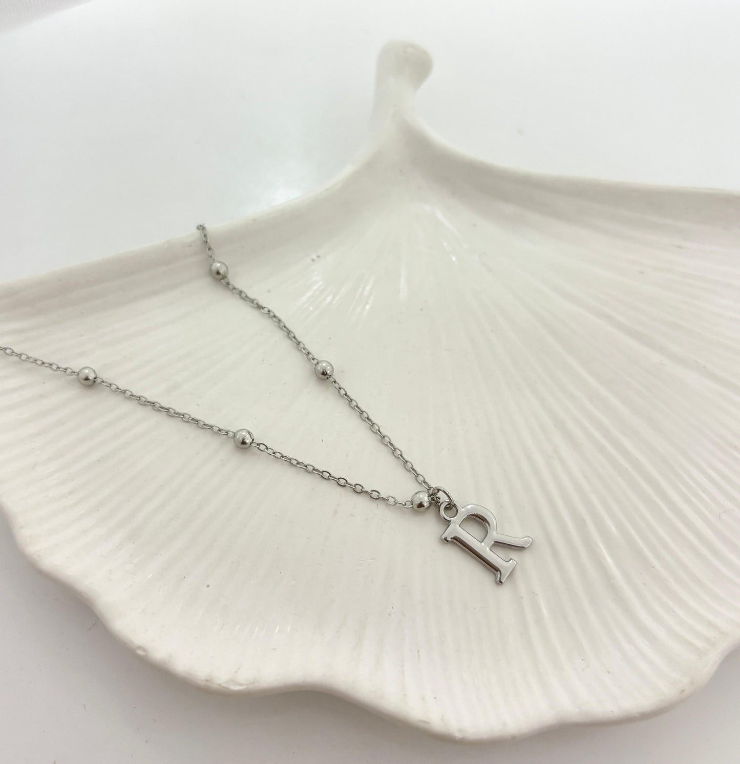 Silver Ball Chain Initial Women Necklace - Nimé By Shop Trendys