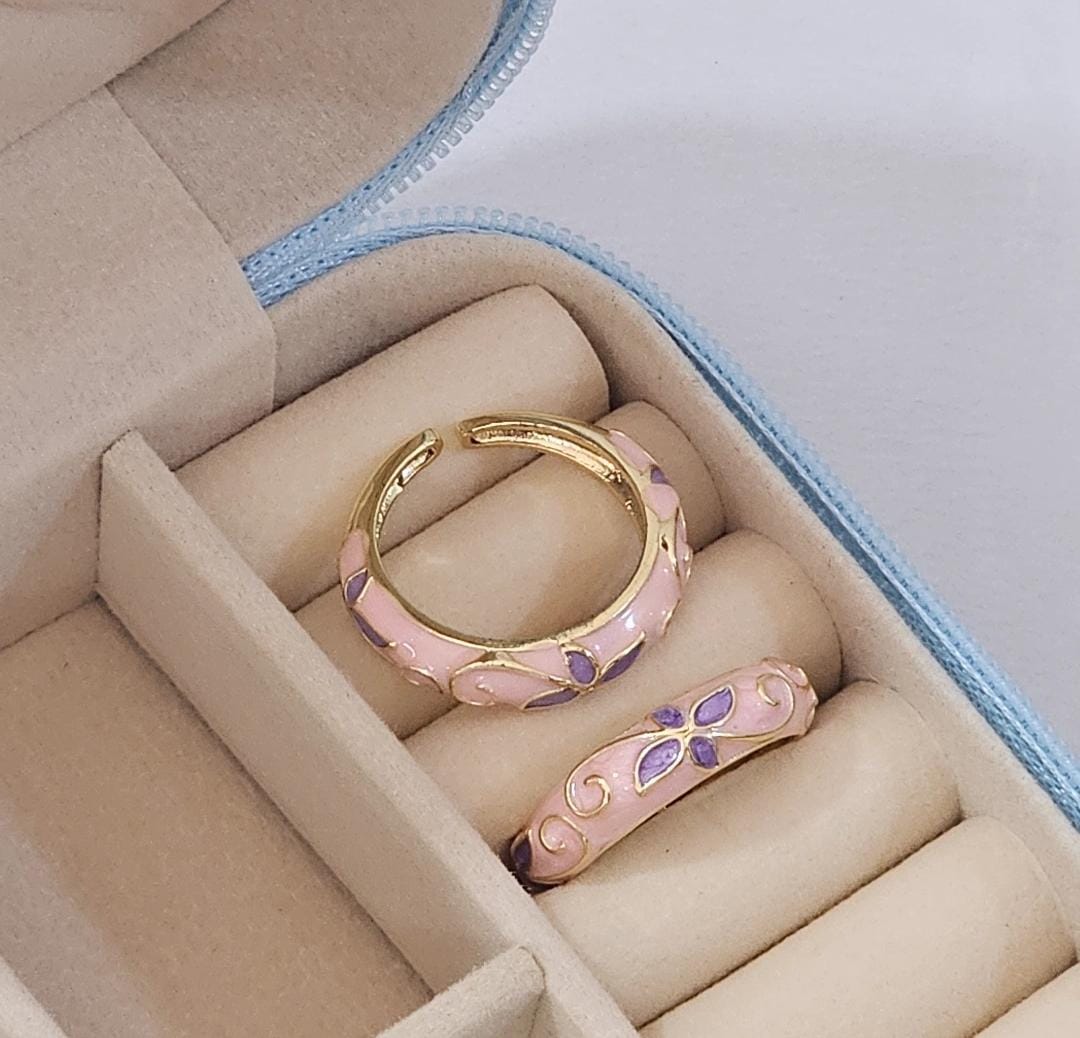 Floral Enamel Ring - Adjustable - Nimé By Shop Trendys