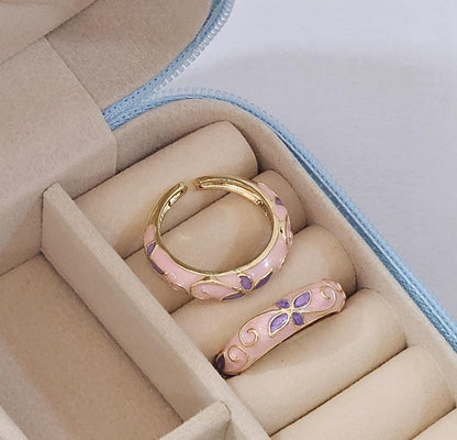 Floral Enamel Ring - Adjustable - Nimé By Shop Trendys