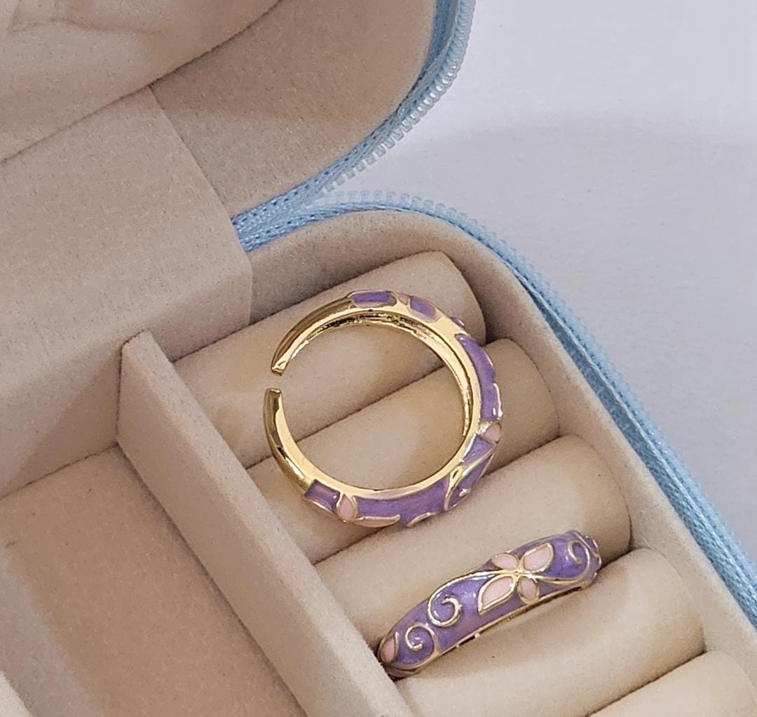 Floral Enamel Ring - Adjustable - Nimé By Shop Trendys