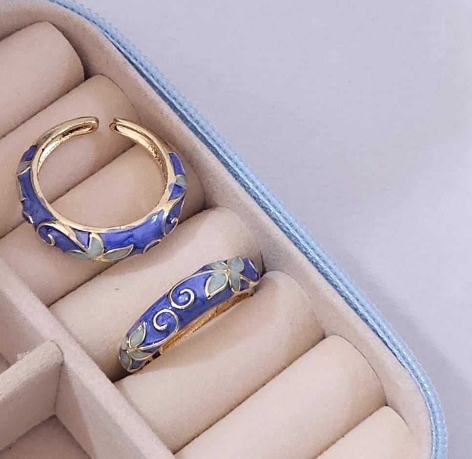 Floral Enamel Ring - Adjustable - Nimé By Shop Trendys