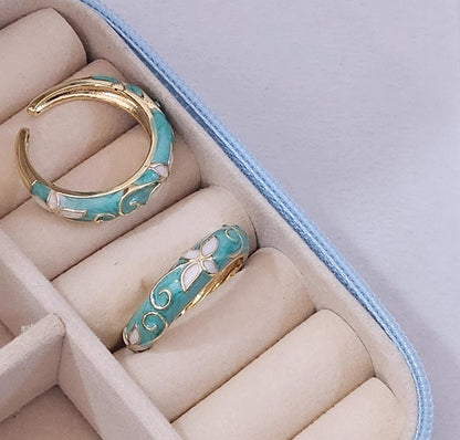 Floral Enamel Ring - Adjustable - Nimé By Shop Trendys