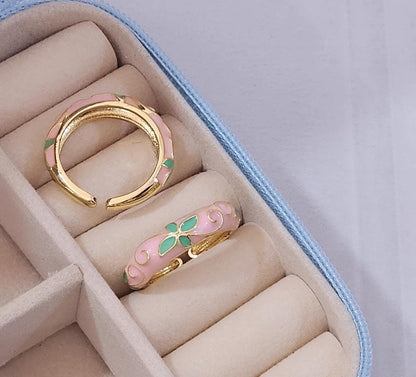 Floral Enamel Ring - Adjustable - Nimé By Shop Trendys