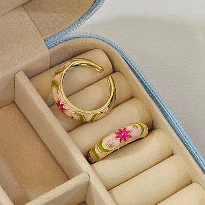 Sun Moon Enamel Ring - Adjustable - Nimé By Shop Trendys
