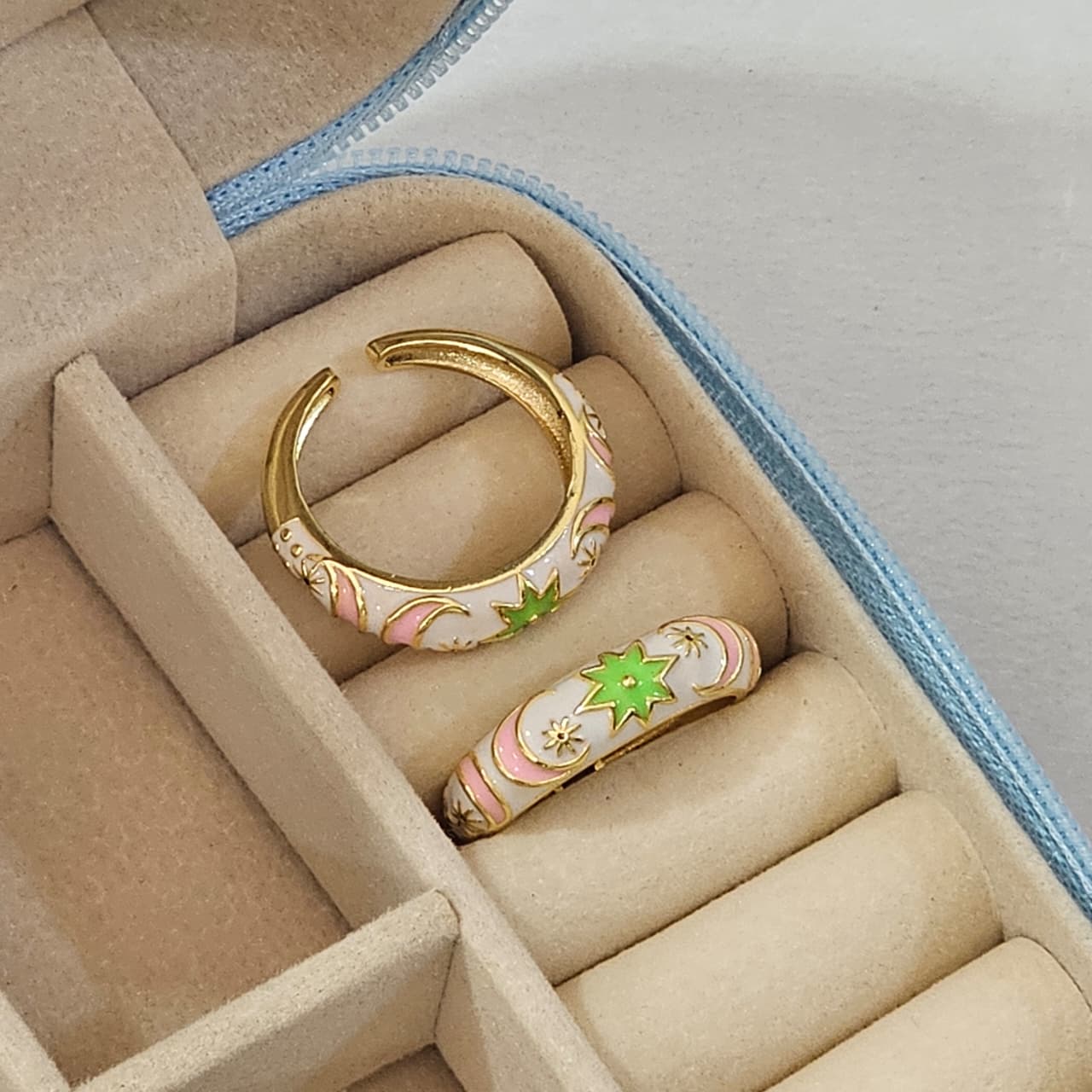 Sun Moon Enamel Ring - Adjustable - Nimé By Shop Trendys