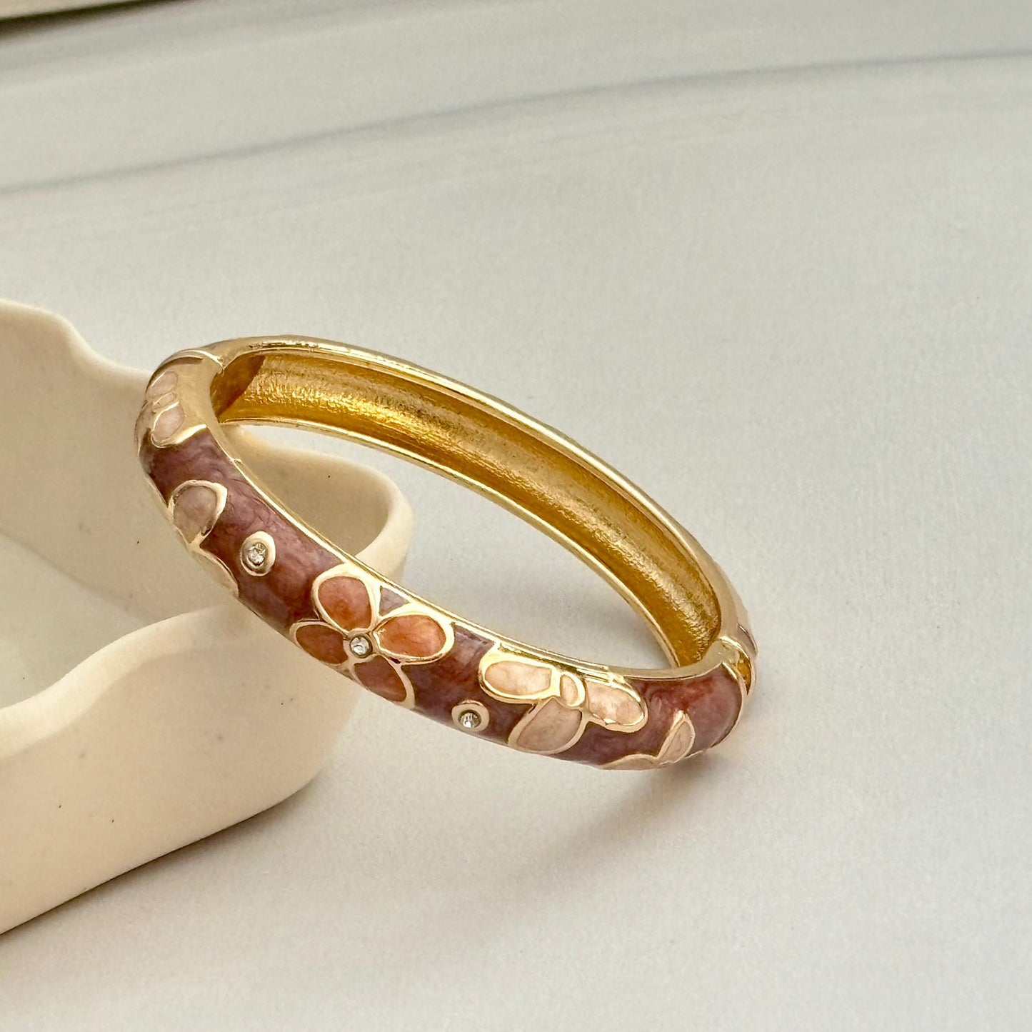 Women Thick Floral Enamel Kada Bracelet - Nimé By Shop Trendys