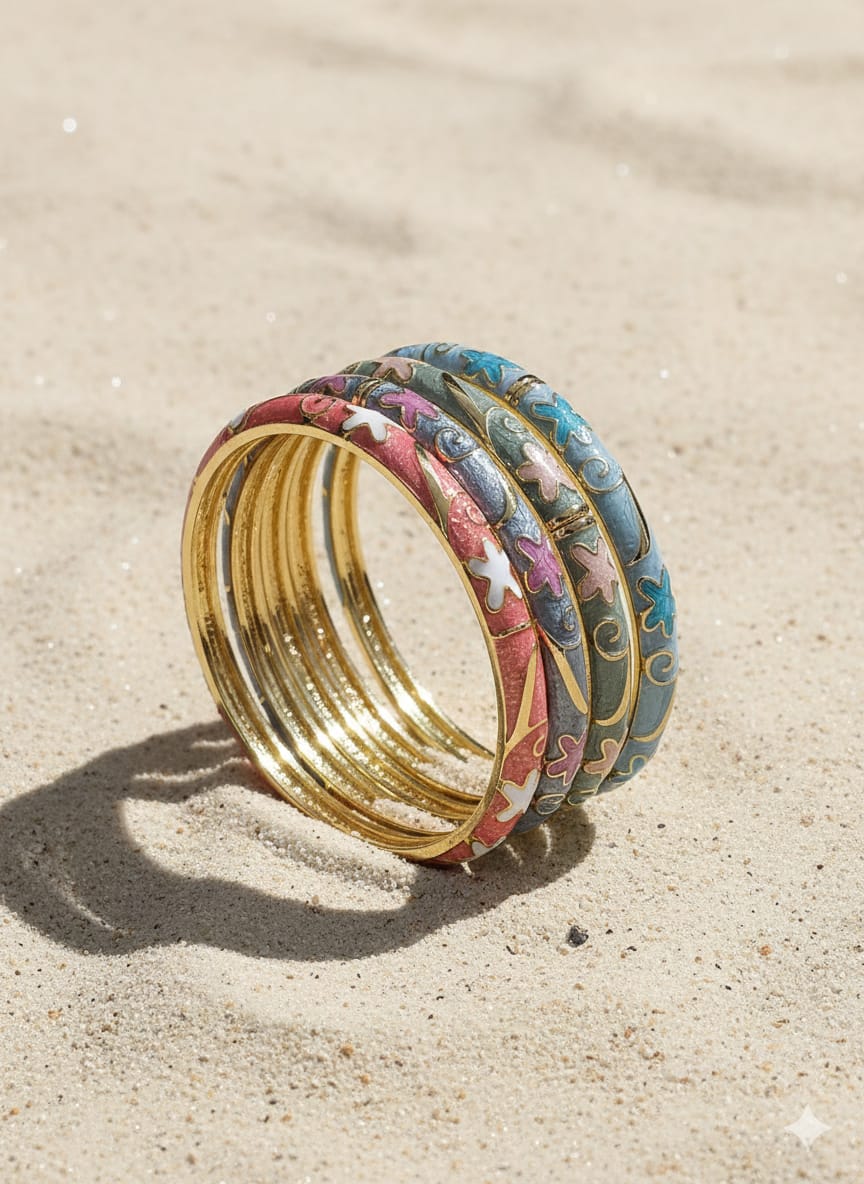 Women Elegant Floral Enamel Kada Bracelet - Nimé By Shop Trendys
