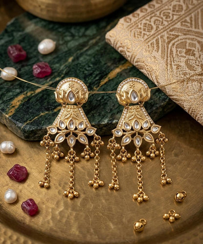 Kashmiri Elegant Golden Earrings - Nimé By Shop Trendys
