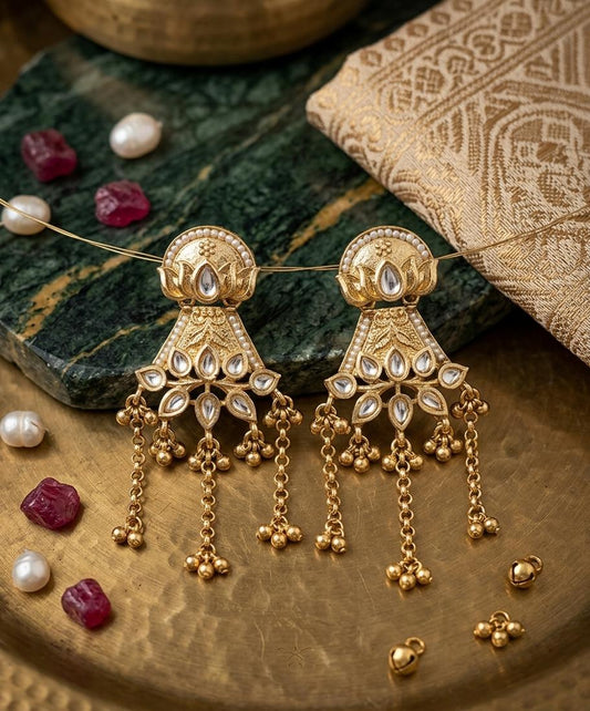 Kashmiri Elegant Golden Earrings - Nimé By Shop Trendys