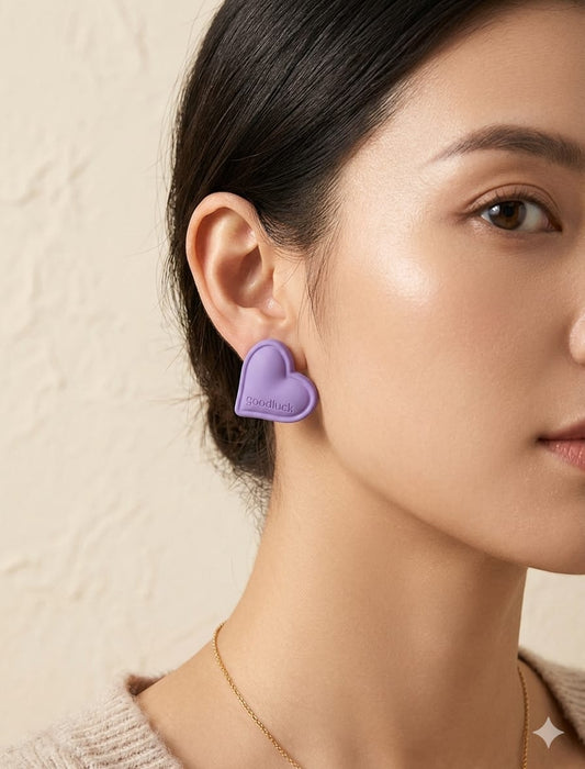 Women Block Color Heart Earring - Nimé By Shop Trendys