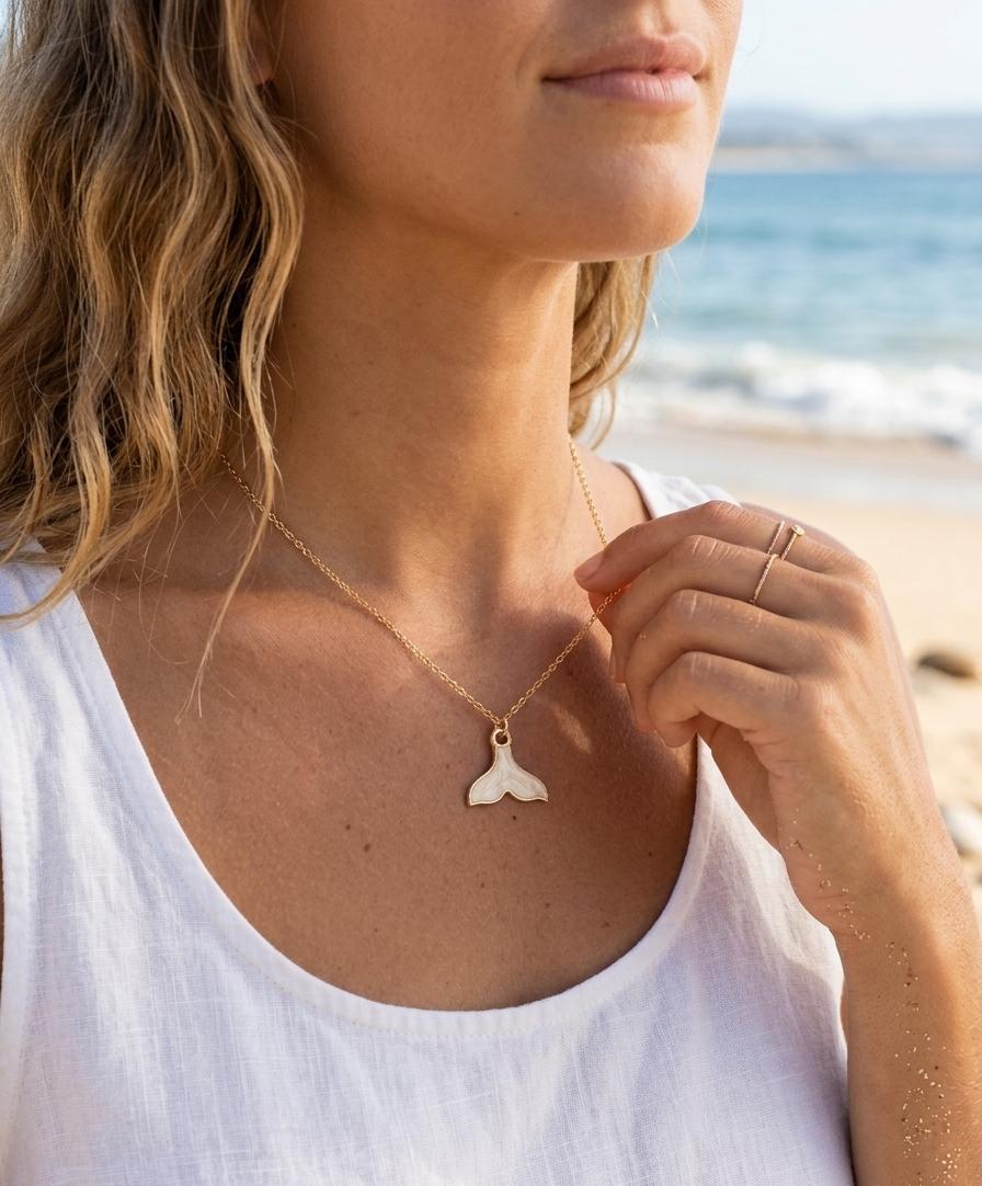 Women Golden Galaxy Mermaid Tail Dainty Necklace