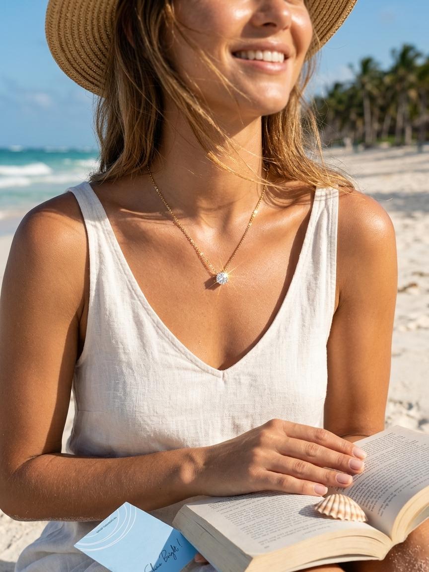 Women Solitaire Diamond Dainty Necklace