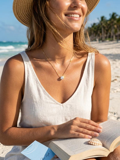 Women Solitaire Diamond Dainty Necklace