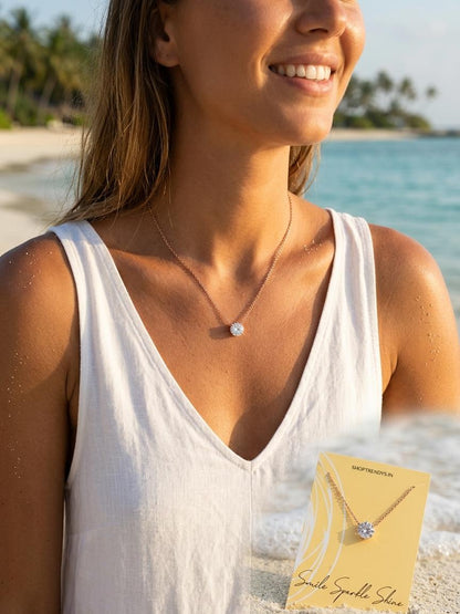 Women Solitaire Diamond Dainty Necklace