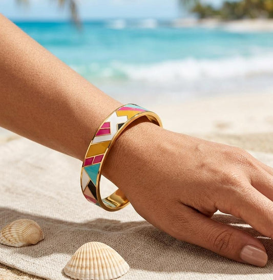 Colorblock Geometric gold kada bracelet