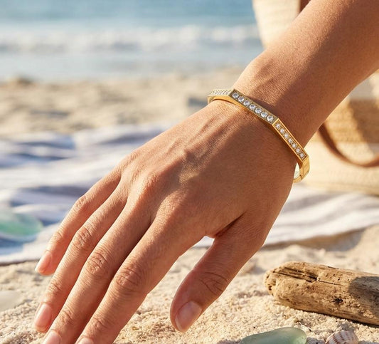 Crystal Bar Cuff gold kada bracelet