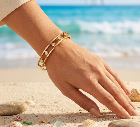 Open Crystal Dot small kada bracelet