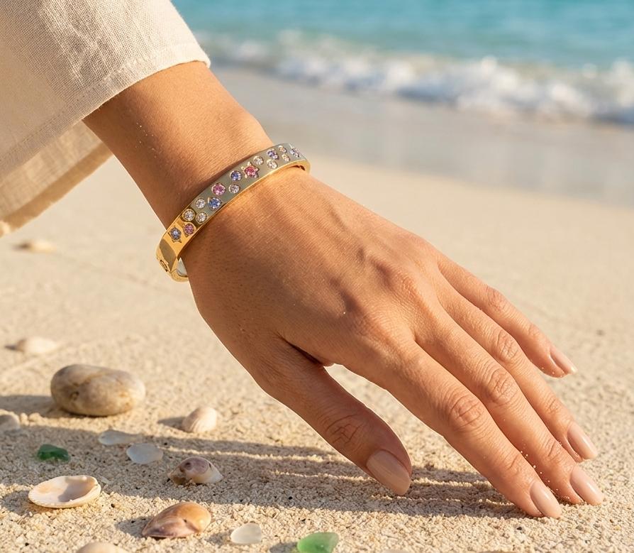 Multicolor Crystal Bar small kada bracelet