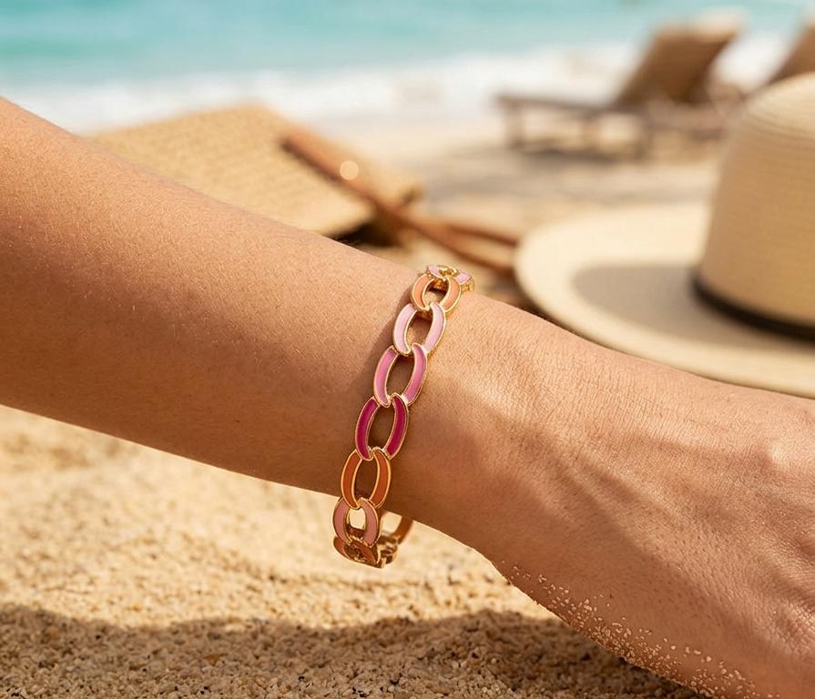Colorful Enamel Link small kada bracelet