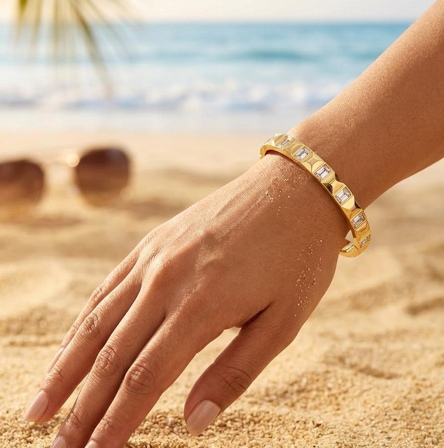 Geometric Crystal Link small kada bracelet