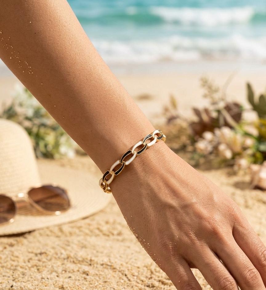 Two-Tone Chain Link small kada bracelet