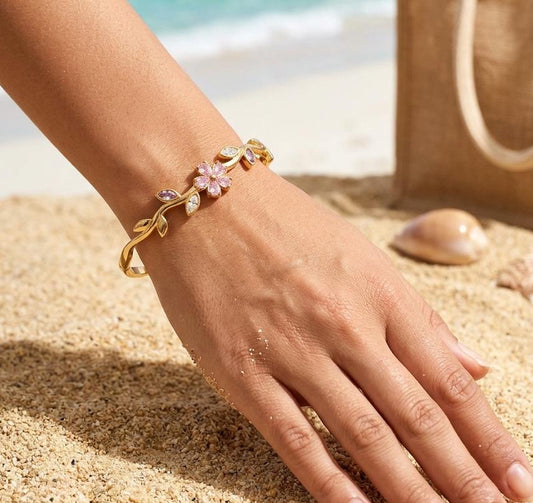 Floral Gemstone Vine small kada bracelet