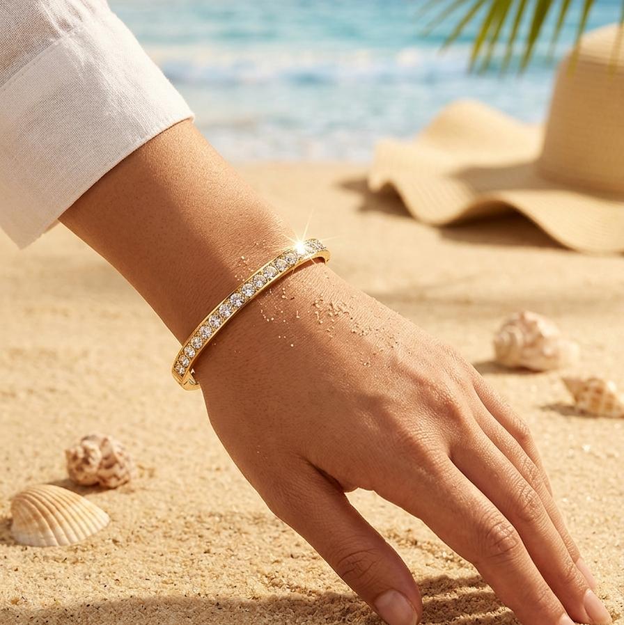 Crystal Pavé Line small kada bracelet