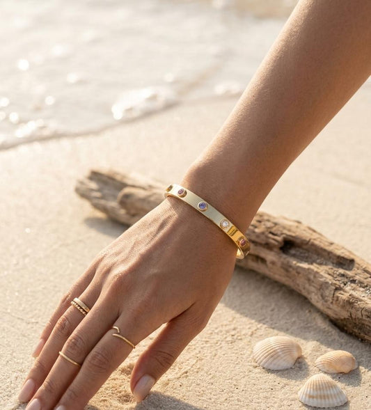 Pastel Stone Cuff small kada bracelet