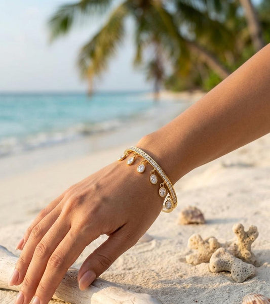 Crystal Drop Cuff small kada bracelet