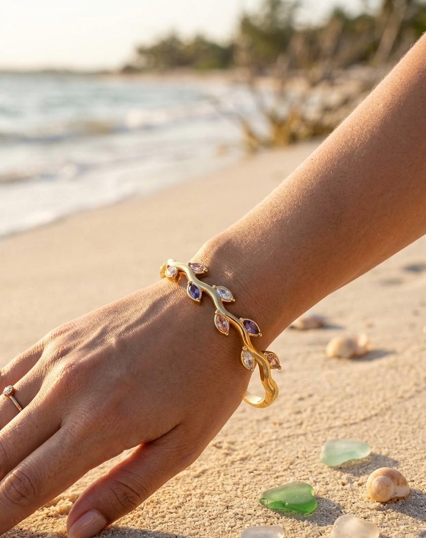 Colorful Leaf Vine small kada bracelet