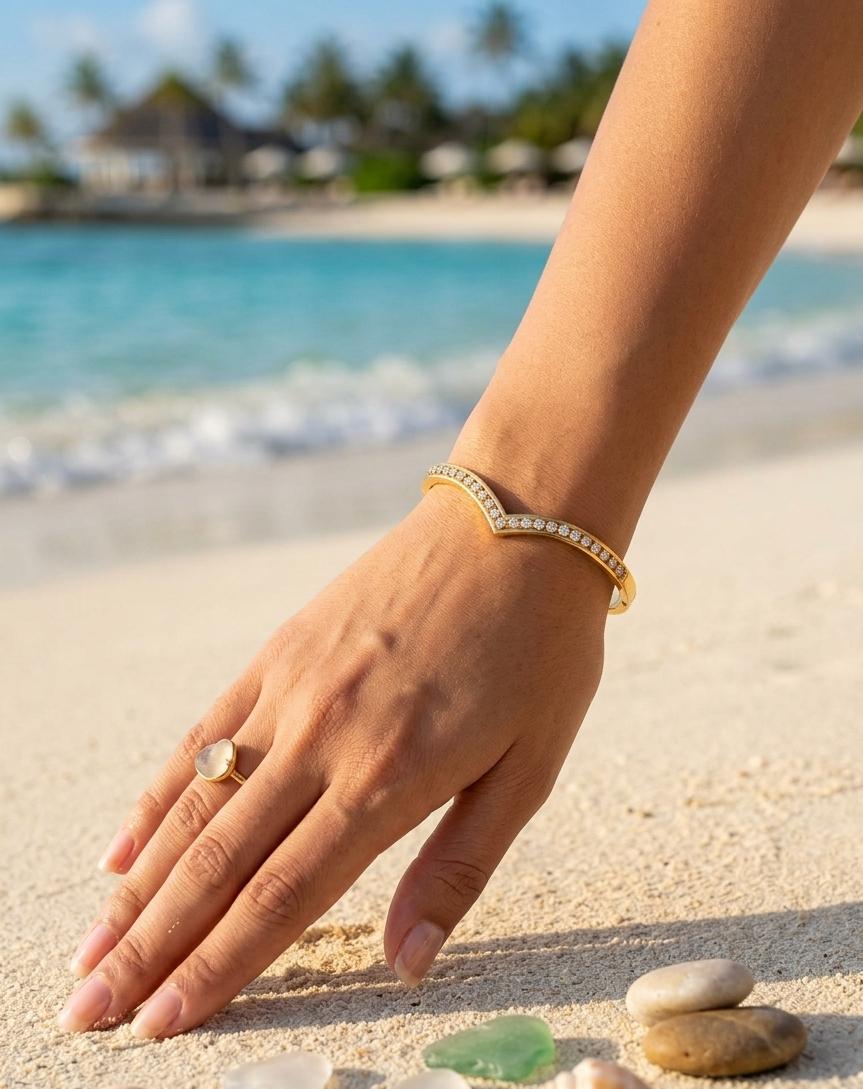 Chevron Crystal Cuff small kada bracelet