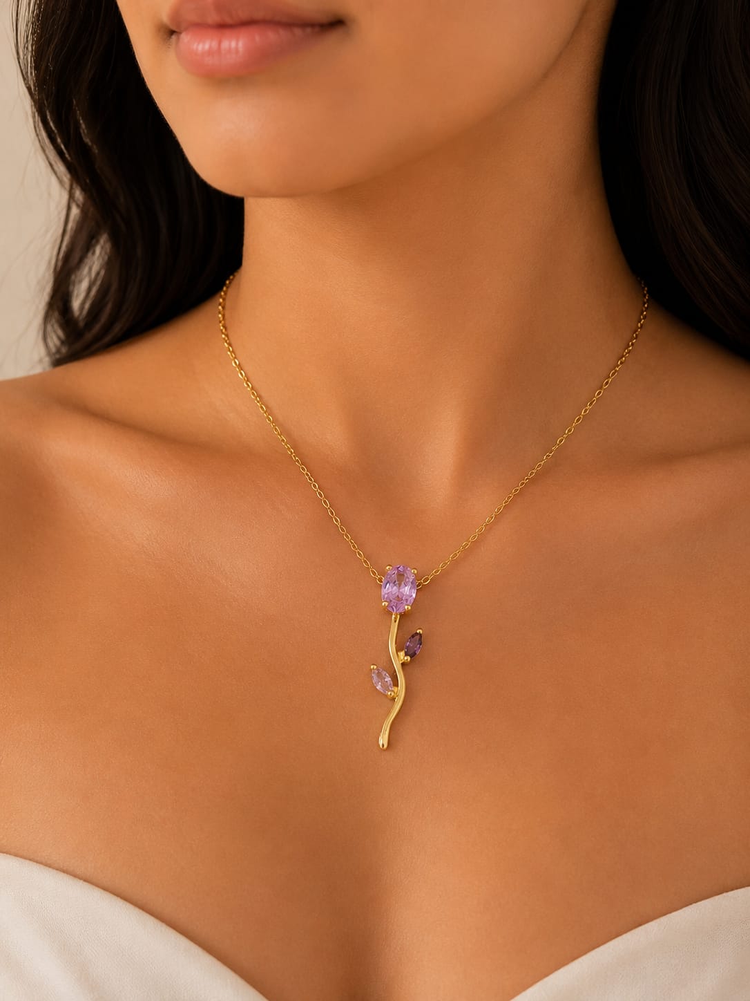 Purple Tulip Necklace (Anti Tarnish) - Nimé By Shop Trendys