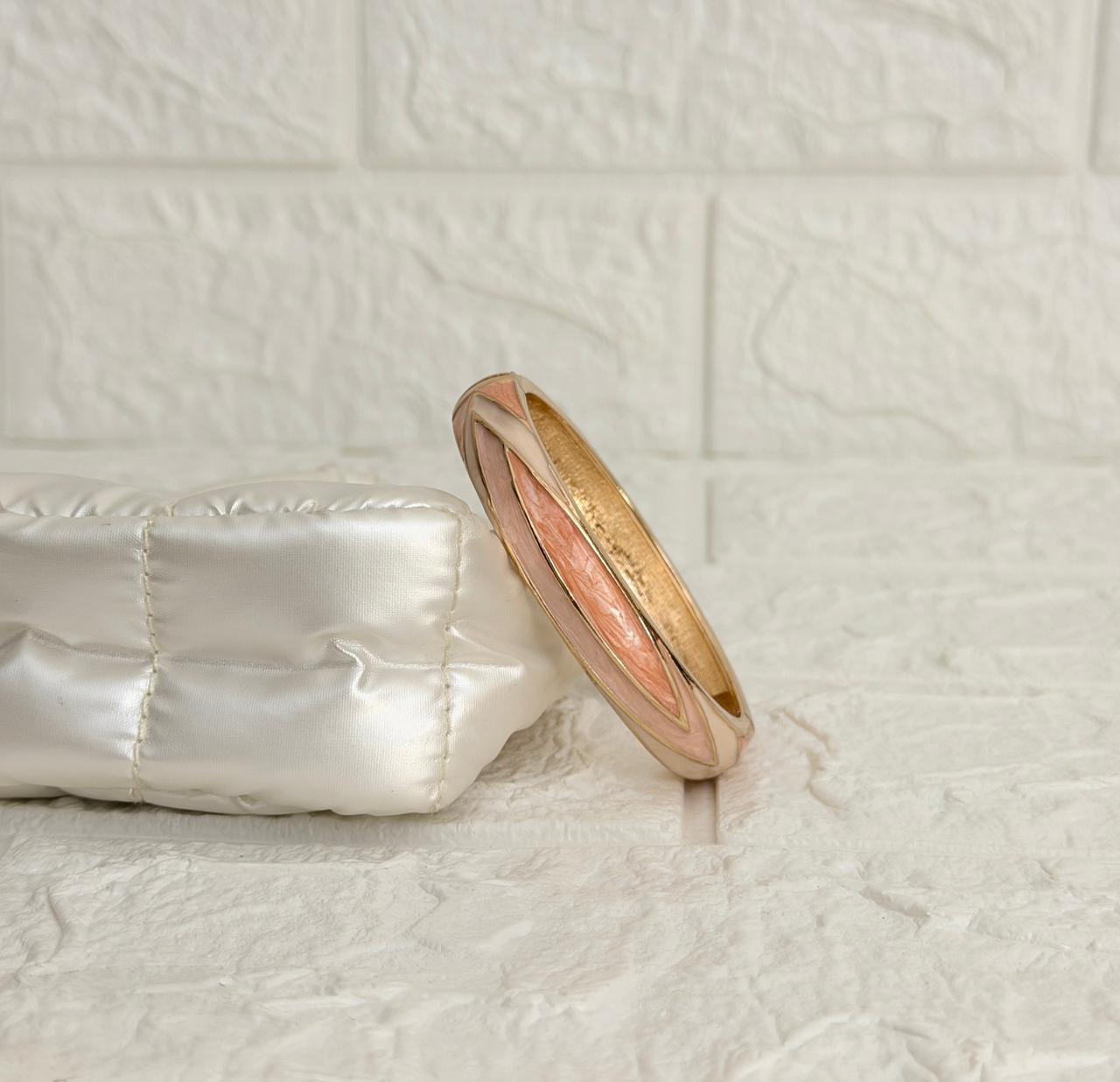 Aarvi Oval Enamel Kada - Peach Blush