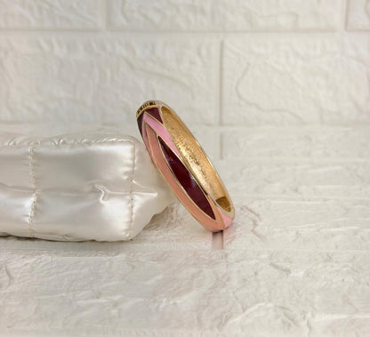 Aarvi Oval Enamel Kada - Pink Burgundy