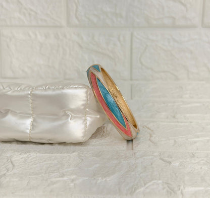 Aarvi Oval Enamel Kada - Teal Coral