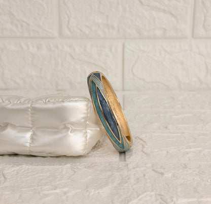 Aarvi Oval Enamel Kada - Teal Navy