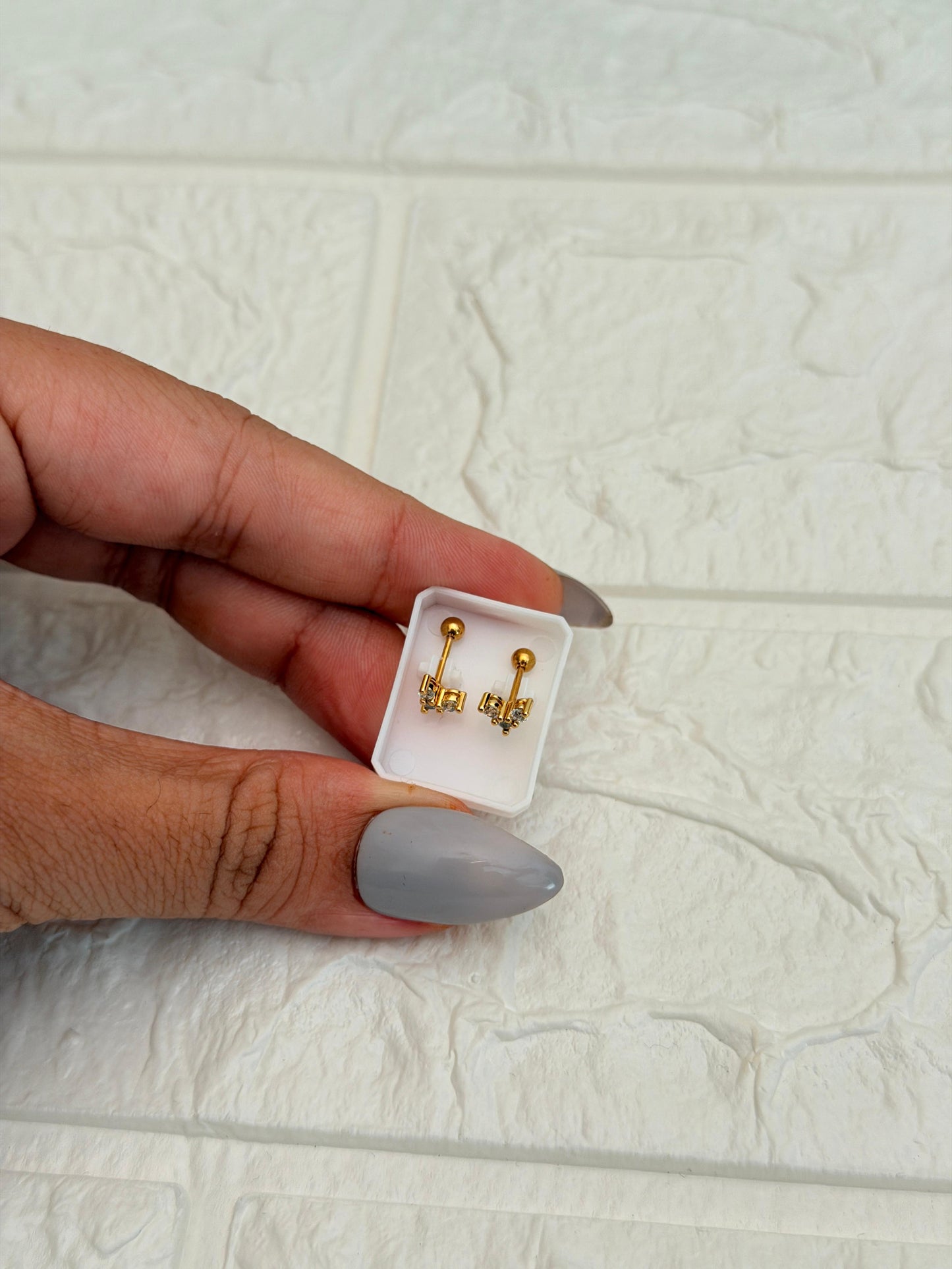 Anti Tarnish Crystal Butterfly Ball Back Studs - Back View