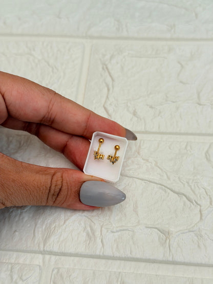 Anti Tarnish Crystal Butterfly Ball Back Studs - Back View