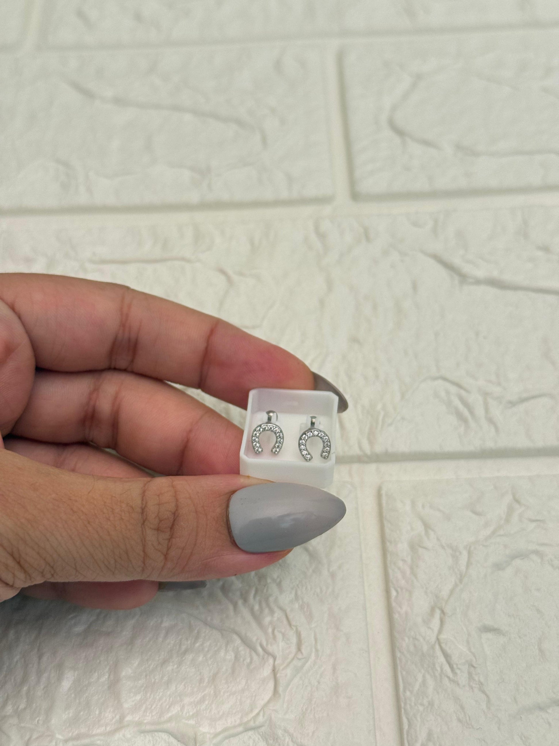 Anti Tarnish Horseshoe Ball Back Studs - Silver