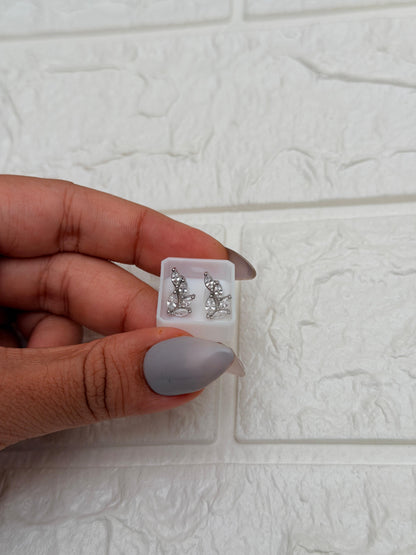 Anti Tarnish Leaf Climber Ball Back Studs - Silver