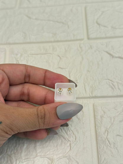 Anti Tarnish Solitaire Ball Back Studs - Golden Medium